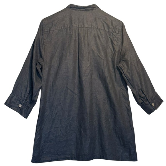 Paperwhite Womens Linen Dress 10 Black Long Sleeve Lagenlook Minimalist‎ Capsule - Picture 3 of 6